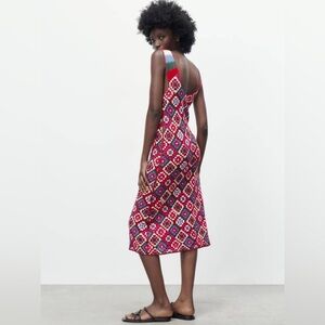 Zara knitted crochet dress limited edition multicolor size medium